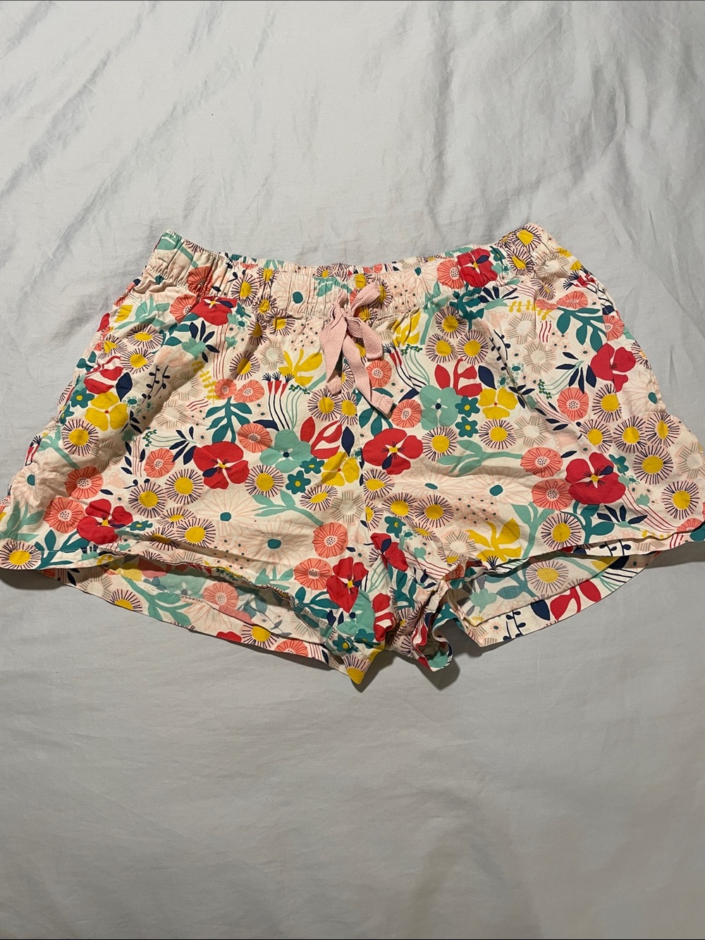 The Company Store Pink Floral Drawstring PJ Shorts